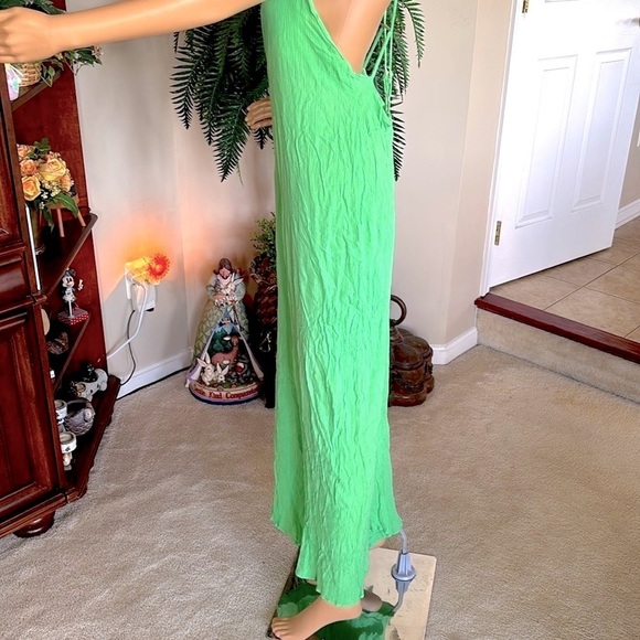 ASOS Green Jumpsuit Spaghetti Strap Open Back Long Romper Cruise Viscose Coverup - Picture 9 of 16